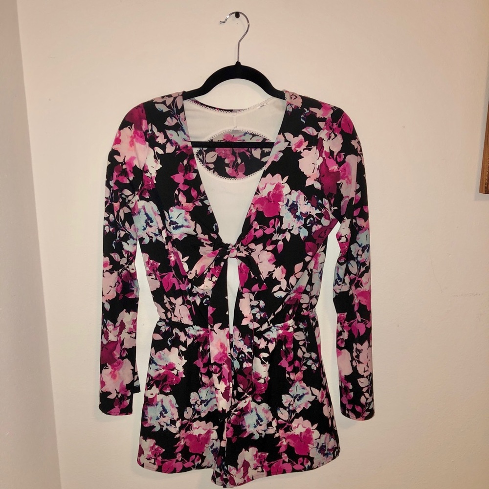 Charlotte Russe Floral Romper with Bell Sleeves